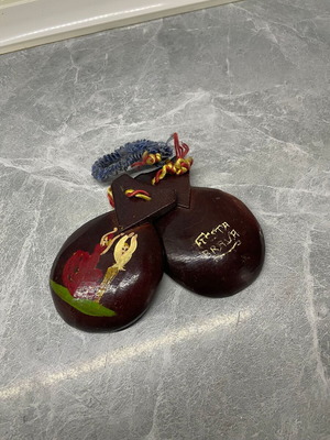 Hand-Painted Wooden Castanets Fiesta Brava used