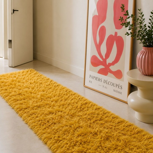 Yellow flokati runner like new, 2.20x0.70 m