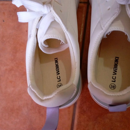 White sneakers new, athletic style, size 38