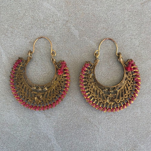 Hoop earrings with lace design like new