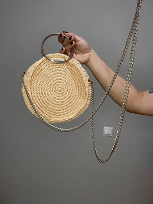 Straw crossbody bag H&M new, beige and gold