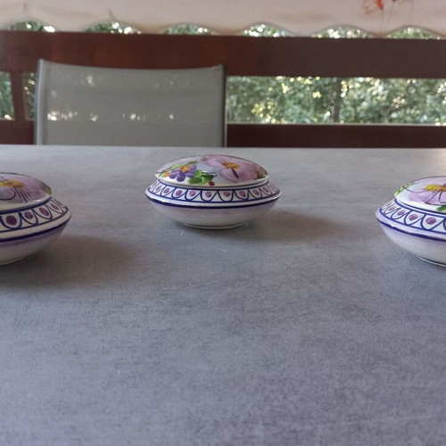Ceramic jewelry boxes set of 3 hand-painted vintage floral