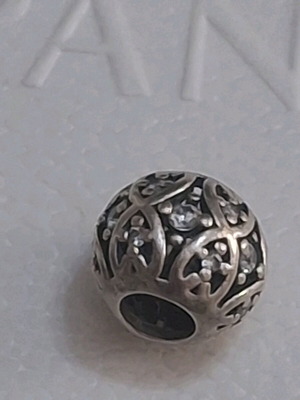 Silver s925 charm decorated with zircon stones like new