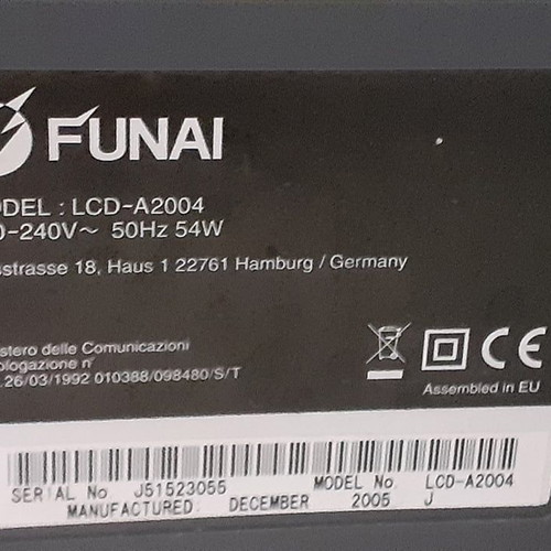 Funai TV LCD 20’’ used, model LCD-A2004