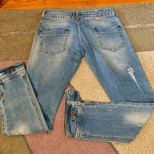 Denny Rose Jean like new with rips and buttons, blue
