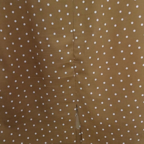 Handmade dress brown-mustard polka dot linen short sleeve size M like new