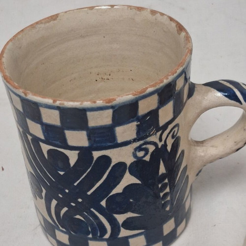 Transylvanian Ceramic Set used, cup and plate, cobalt blue, late 19th century