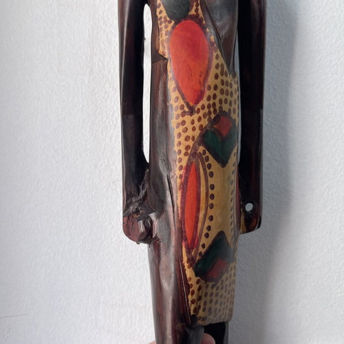 Vintage African wooden statues set of 2, handcrafted, used