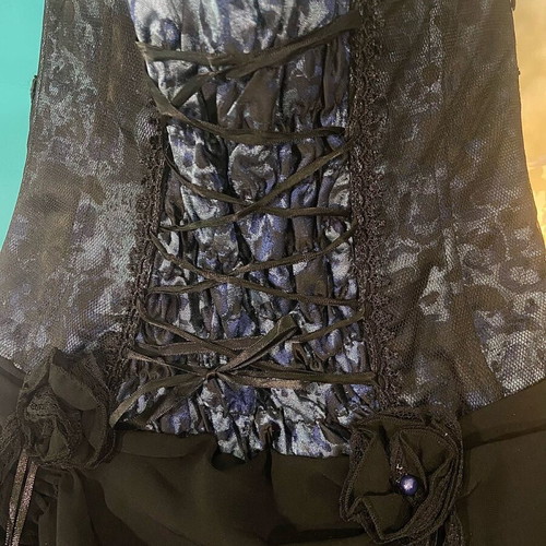 Gothic skirt with underbust corset PunkRave like new, black and blue