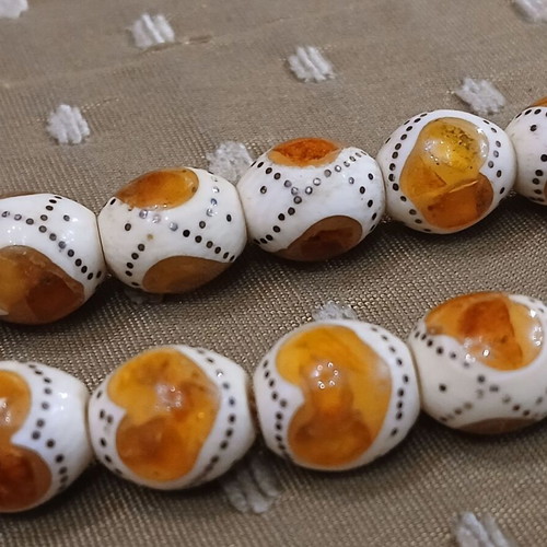 Amber Worry Beads used from Egypt with silver embroidery
