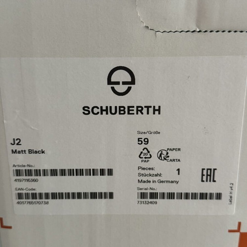 Schuberth J2 motorcycle helmet, matt black, size 59