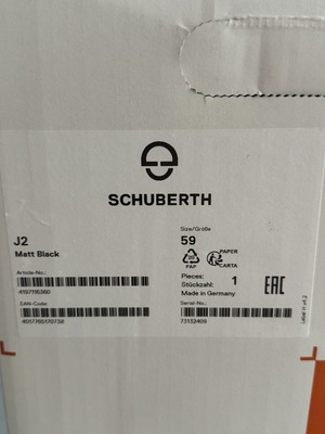 Schuberth J2 motorcycle helmet, matt black, size 59