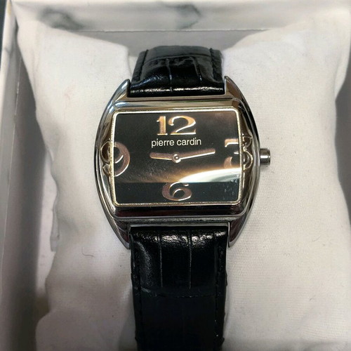 Pierre Cardin women's watch like new with black dial and silver frame