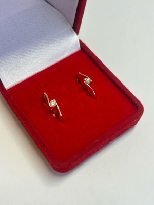 Gold 585 (14K) earrings with diamonds new