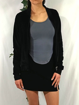 Energetics black velour zip-up jacket like new