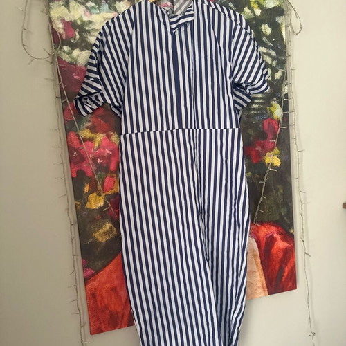 Adda lightweight striped dress like new, size M, white and blue