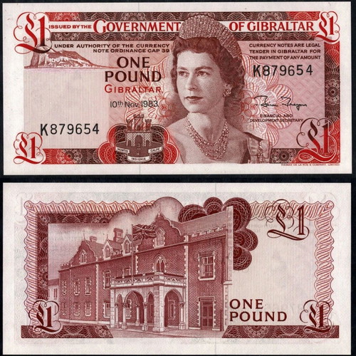 Gibraltar 1 Pound Banknote 1988 Queen Elizabeth II