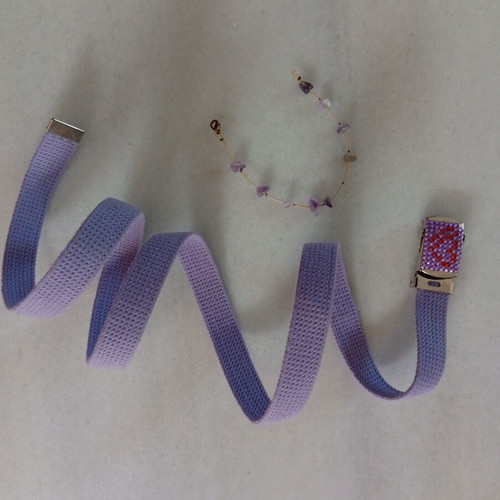 Fabric belt lilac with matching bracelet gift like new