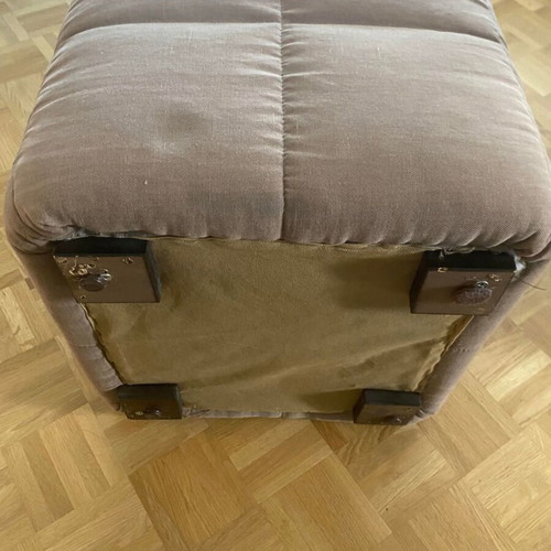 Fabric stool used, beige-brown, 45x45x45 cm