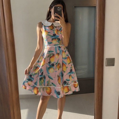 Lindy Bop dress with lemon print, like new, pink, size UK10