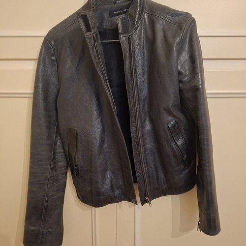French Connection Rider leather jacket used, black, size M