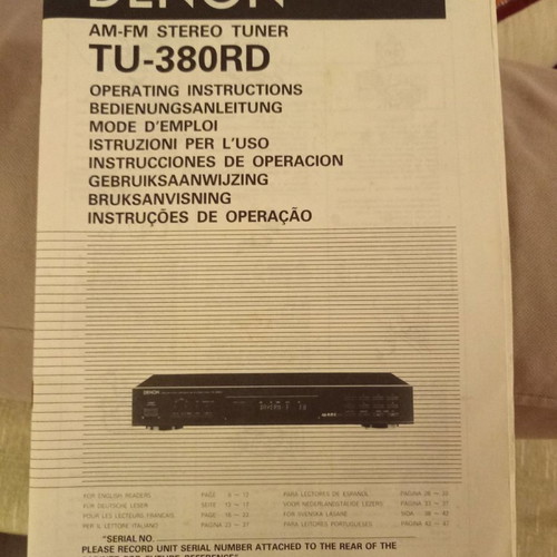 Denon TU 380RD tuner used, without remote, made in Germany