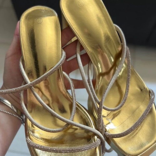 Gold platform sandals, size 40, comfortable heel