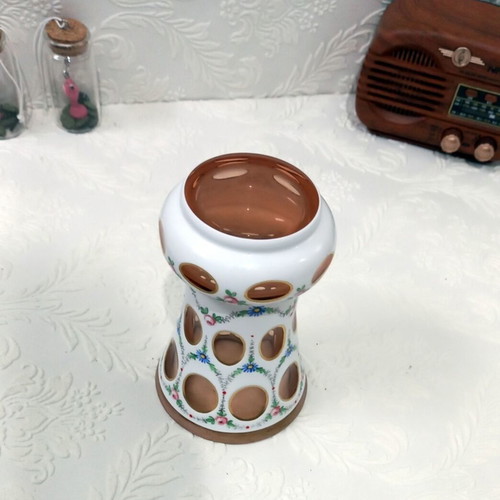 Chech Bohemian table vase like new with cut glass technique