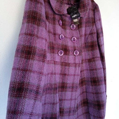 Fullah Sugah checked coat new, size medium, purple-magenta