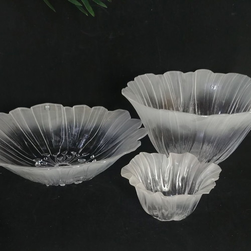Maleras Wind Flower pair of lead crystal bowls Mats Jonasson Sweden 80s new