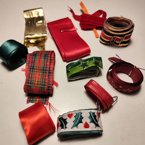 Christmas ribbons used, assorted pieces