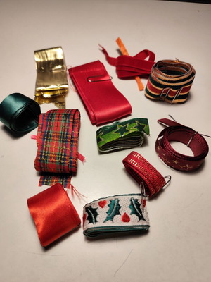 Christmas ribbons used, assorted pieces