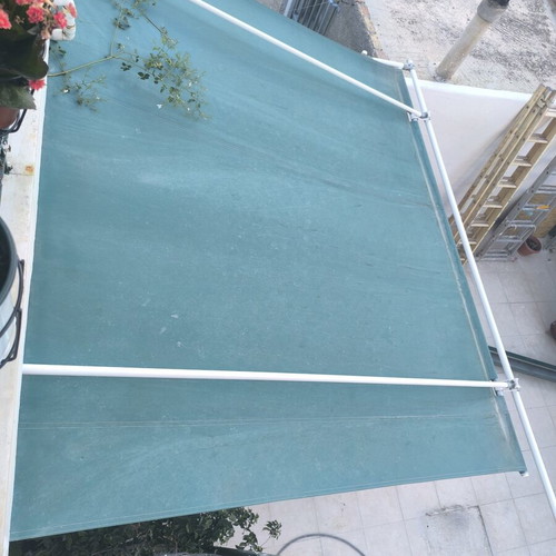 Wall awning with poles, 3x3.5 m, for extension