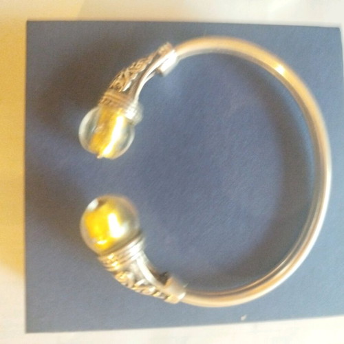 925 Silver Jewelry Set like new with glass beads and gold leaf accents