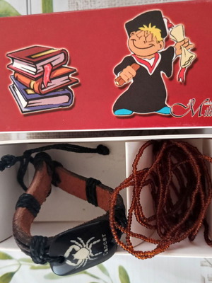 Cancer zodiac jewelry set new, leather bracelet and necklace in gift box