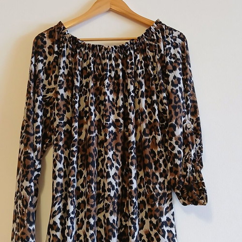 Women's leopard print blouse like new, one size, airy with 3/4 sleeve