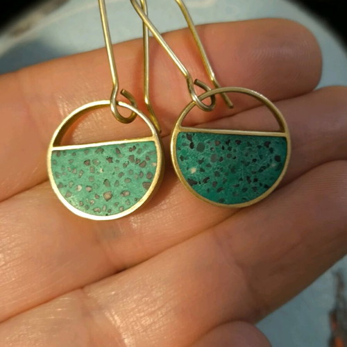 Silver 925 gold-plated earrings with terrazzo like new