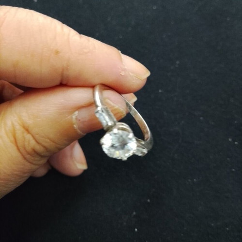 925 silver solitaire ring, large 20.2 mm