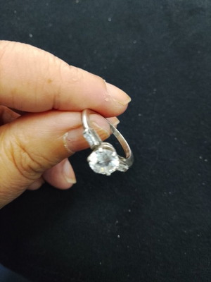 925 silver solitaire ring, large 20.2 mm