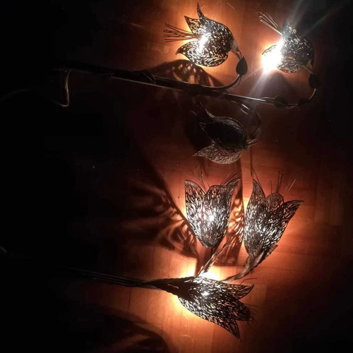 Handmade bronze wall lights used, pair of 1970 sconces