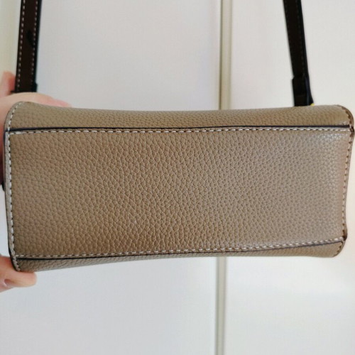 Shoulder bag made of synthetic leather like new, beige and brown
