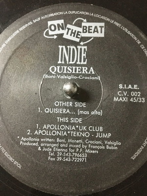 Indie Quisiera βινύλιο μεταχειρισμένο, 12" ηλεκτρονική μουσική