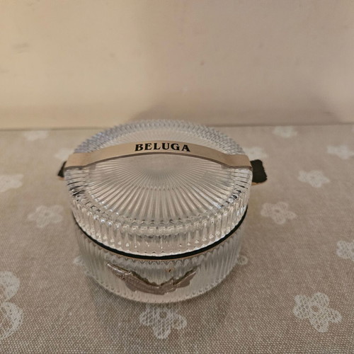 Beluga glass bowl container for caviar new