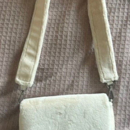 Bershka white furry shoulder bag like new