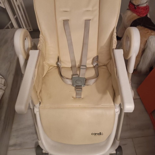 Adjustable baby high chair used with leatherette seat and metal frame