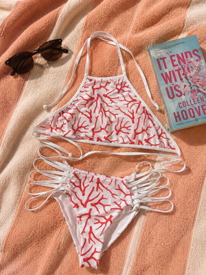 Bikini coral print μέγεθος S σαν καινούργιο από SunsetGo!
