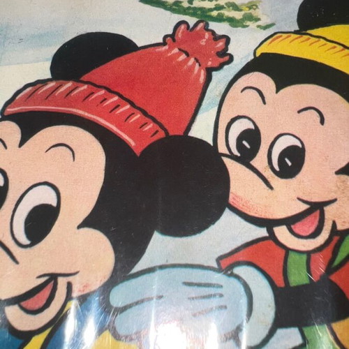 Mickey Mouse Disney lithograph poster used with plastic cover