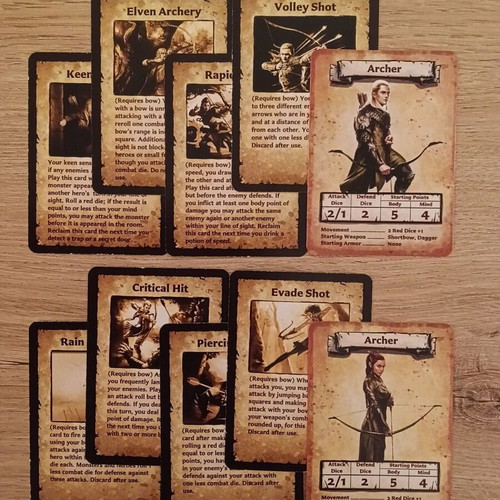 HeroQuest Archer Hero expansion like new with 8 skill cards