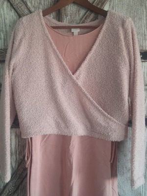 Fuzzy Cropped Sweater used, pink, one size