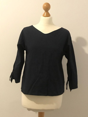 Cotton poplin blouse size S dark blue new
